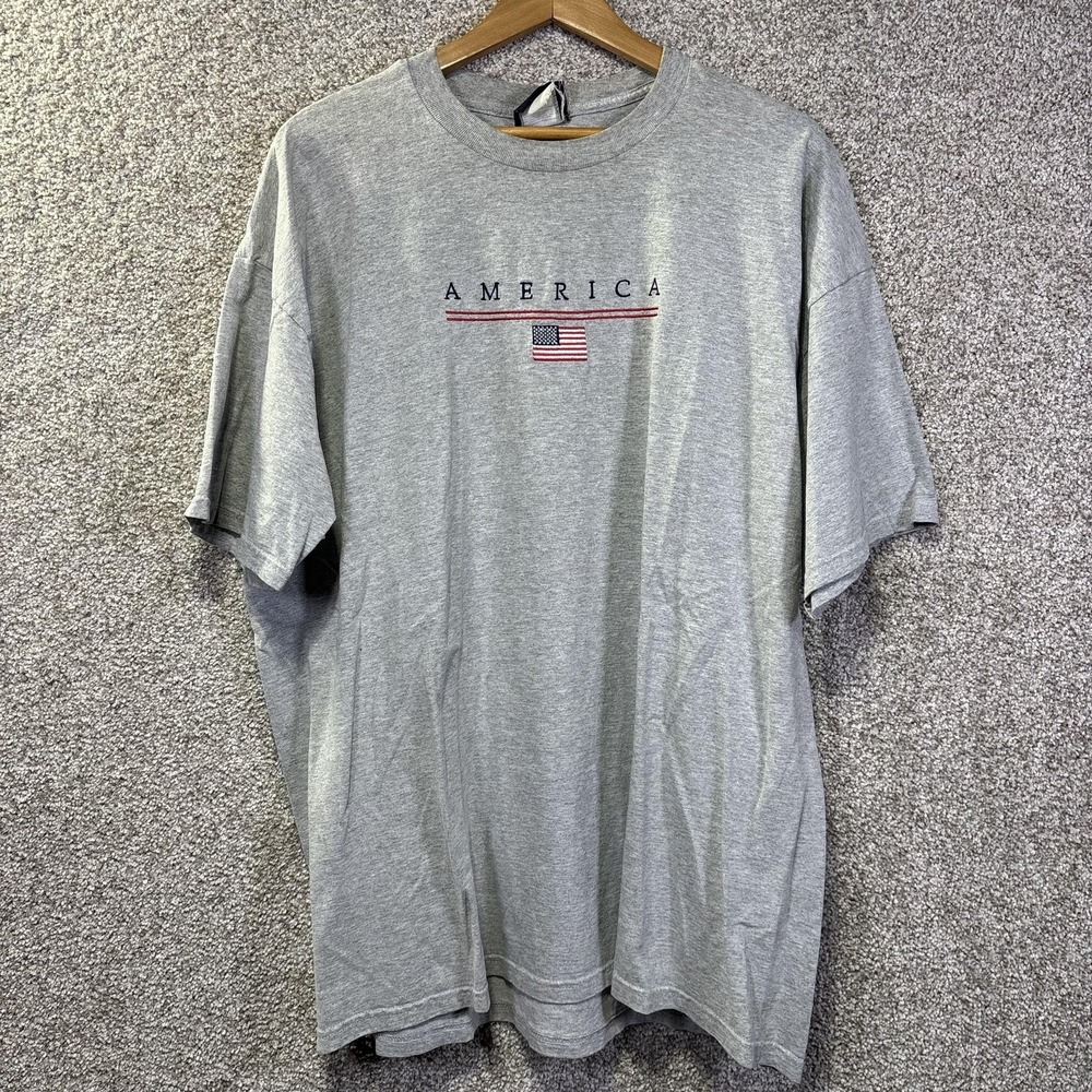 Old Varsity Brand Shirt Mens 2XL Gray America Flag Patriotic Graphic‎ Tee